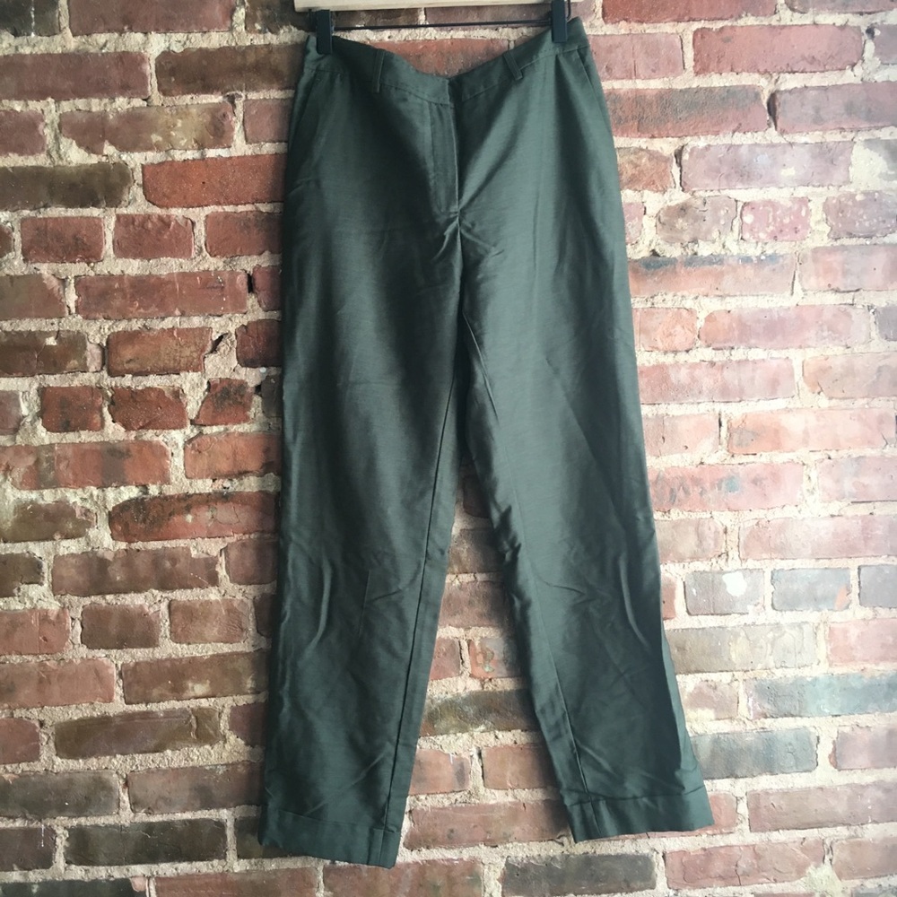 Lafayette 148 Clinton Pickstitch Cuff Pants Dill Size 8